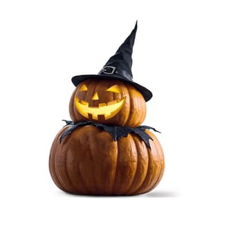 Witch halloween pumpkin isolated on transparency background