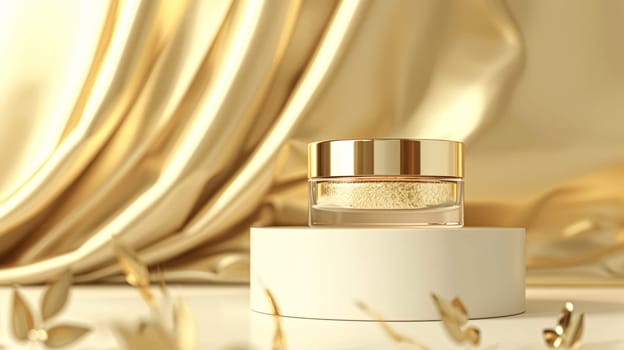Face cream moisturiser, golden skincare and bodycare product on gold background, spa and organic beauty cosmetics for natural skin care routine