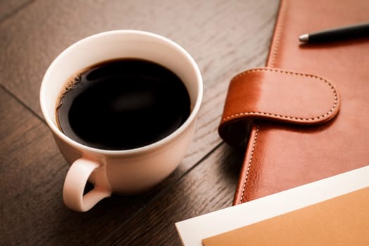 Modern workspace, business and corporate lifestyle concept - Office table desk and coffee cup, productivity