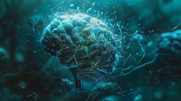 Abstract depiction of a human brain intertwined with digital elements, symbolizing the fusion of human intelligence and Artificial Intelligence.