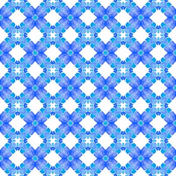 Watercolor medallion seamless border. Blue likable boho chic summer design. Textile ready positive print, swimwear fabric, wallpaper, wrapping. Medallion seamless pattern.