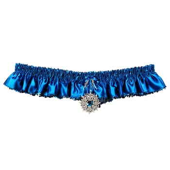 Electric blue garter with glittering accents vivid and eye catching spinning with flair. Woman lingerie isolated on transparent background.