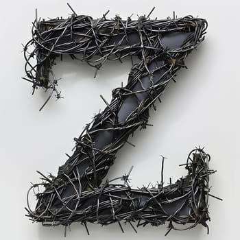 Twig fashion accessory made from natural material resembling the letter z, inspired by barbed wire pattern on a white background