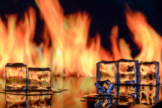 Burning ice cubes, fire and ice.