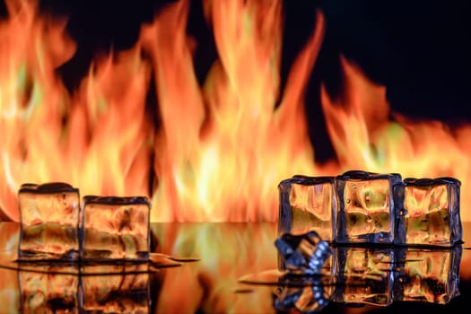 Burning ice cubes, fire and ice.1