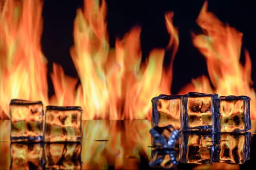 Burning ice cubes, fire and ice. 3