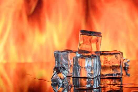 ice cubes against the background of fire, fire and ice, 4