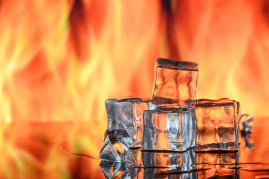 ice cubes against the background of fire, fire and ice, 5