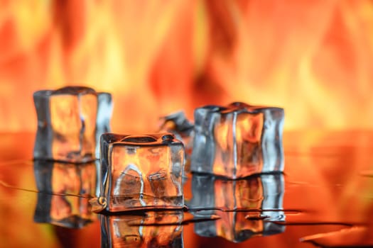 ice cubes against the background of fire, fire and ice,6