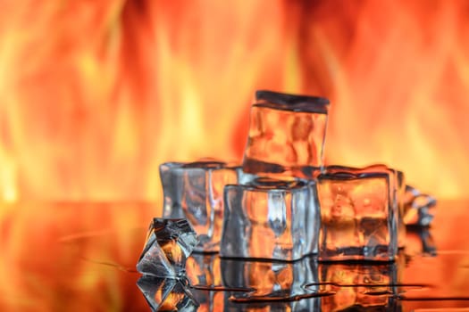 ice cubes against the background of fire, fire and ice, 7