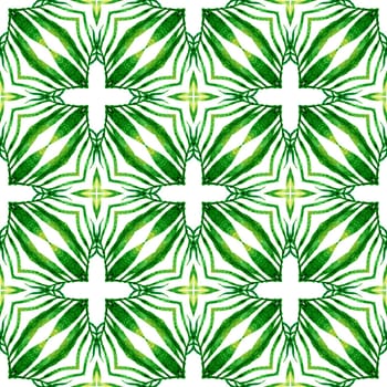 Striped hand drawn design. Green ideal boho chic summer design. Textile ready charming print, swimwear fabric, wallpaper, wrapping. Repeating striped hand drawn border.