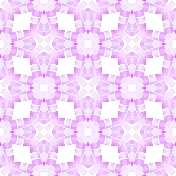 Watercolor medallion seamless border. Purple nice boho chic summer design. Textile ready grand print, swimwear fabric, wallpaper, wrapping. Medallion seamless pattern.