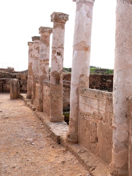 Archaeological Park of Kato Paphos, columns of an ancient temple.