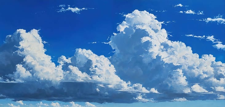 Blue sky and white clouds. Generative AI. High quality photo