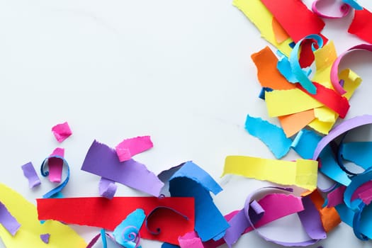 Holiday decor, creative design and party concept - Paper confetti on marble, flatlay background