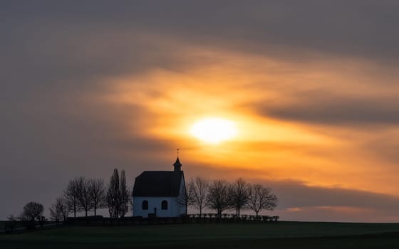 Panoramic image of Holy Cross Chapel in Mertloch, Eifel, Rhineland-Palatinate, Germany