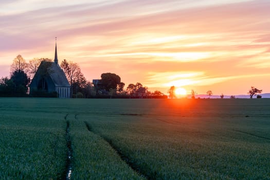 Panoramic image of  Swan church in Mendig, Eifel, Rhineland-Palatinate, Germany