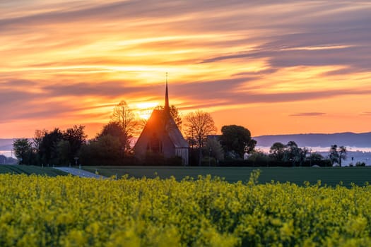 Panoramic image of  Swan church in Mendig, Eifel, Rhineland-Palatinate, Germany