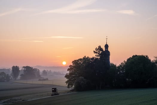 Panoramic image of  Fraukirch church in Mendig, Eifel, Rhineland-Palatinate, Germany