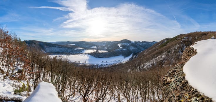 Panoramic image of landscape within the Eifel National Park, North Rhine Westphalia, Germany