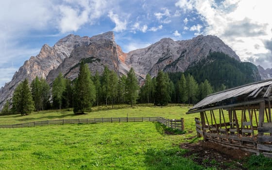 Panoramic image of landscape in South Tirol with famous Prags valley, Italy, Europe