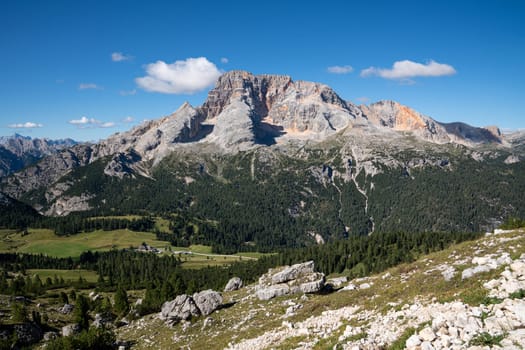 Panoramic image of landscape in South Tirol with famous Prags valley, Italy, Europe