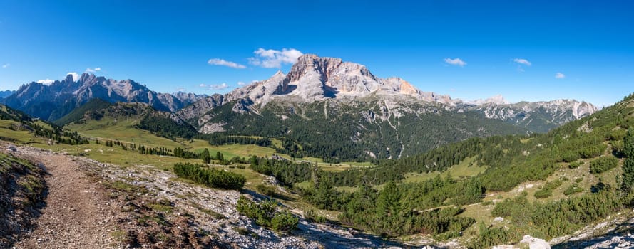 Panoramic image of landscape in South Tirol with famous Prags valley, Italy, Europe