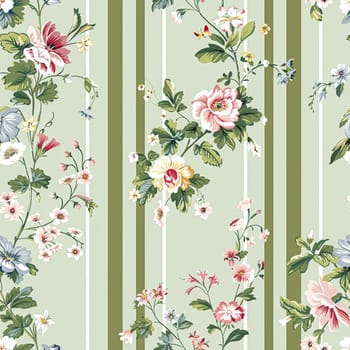 Seamless pattern, tileable floral holiday country cottage print, English countryside flowers theme for wallpaper, gift wrapping paper, scrapbook, fabric and product design inspiration