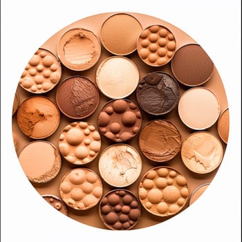 Beauty product and cosmetics texture as circle shape design, makeup blush eyeshadow powder as abstract luxury cosmetic background art