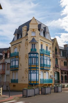 Facades of buildings in Mers Les Bains, Normandy, France