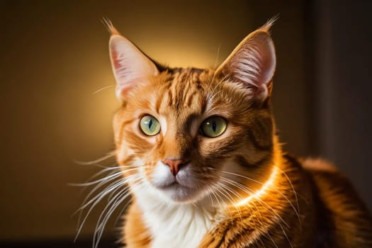 Portrait of Red Cat. Front view. High quality photo