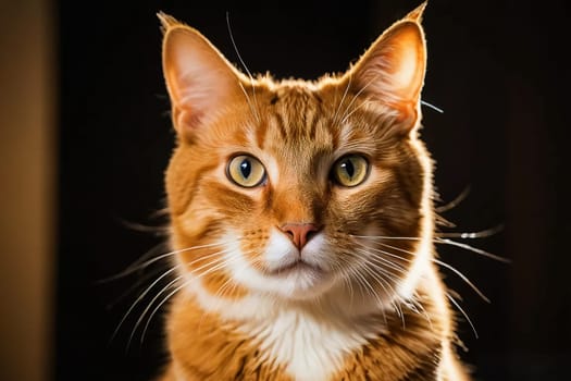 Portrait of Red Cat. Front view. High quality photo