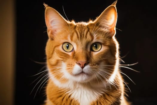 Portrait of Red Cat. Front view. High quality photo