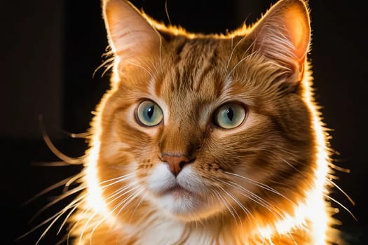 Portrait of Red Cat. Front view. High quality photo