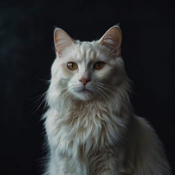 Portrait of a White Sitting Cat. High quality photo