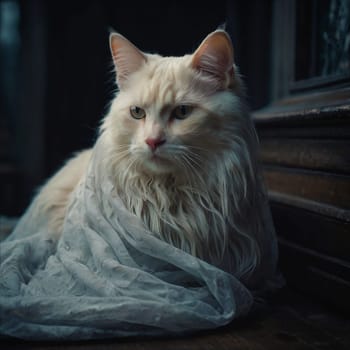 Portrait of a light red fluffy cat. High quality photo