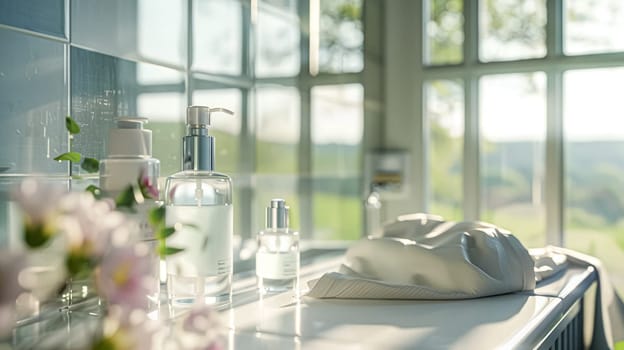 Skincare cosmetic product, spa and organic beauty cosmetics for bodycare, hair care, natural skin care routine