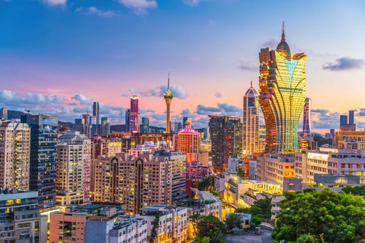 Beautiful cityscape of Macau downtown city skyline