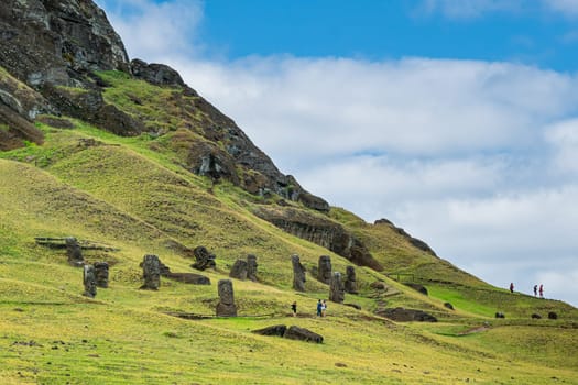 The ancient moai on Easter Island in Chile