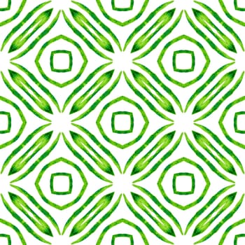 Green geometric chevron watercolor border. Green mesmeric boho chic summer design. Textile ready magnetic print, swimwear fabric, wallpaper, wrapping. Chevron watercolor pattern.