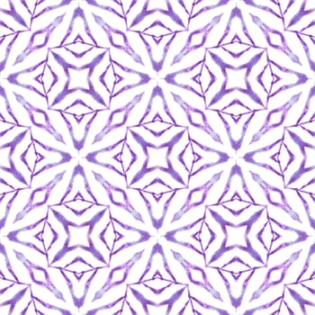 Summer exotic seamless border. Purple majestic boho chic summer design. Textile ready pretty print, swimwear fabric, wallpaper, wrapping. Exotic seamless pattern.