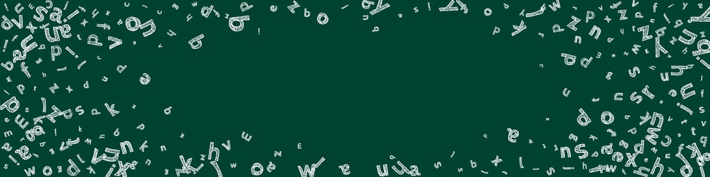 Falling letters of English language. Colorful childish flying characters of Latin alphabet. Foreign languages study concept. Back to school banner .