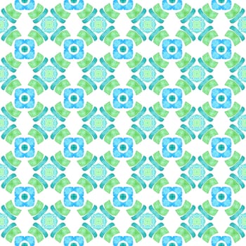 Watercolor summer ethnic border pattern. Green magnetic boho chic summer design. Textile ready delightful print, swimwear fabric, wallpaper, wrapping. Ethnic hand painted pattern.