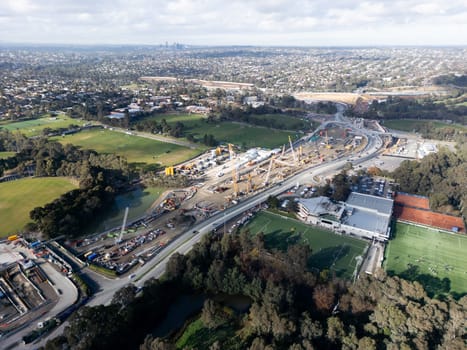 MELBOURNE, AUSTRALIA - JUNE 16 2024: Parts of North East Link under construction in Bulleen, Melbourne, Victoria, Australia