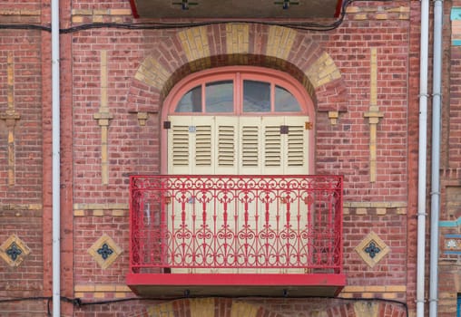 Belle Epoque houses along the French coast. Typical colorful Belle Epoque houses in Art Nouveau style, in the Quartier Balneair in Mers-les-Bains on the French coast