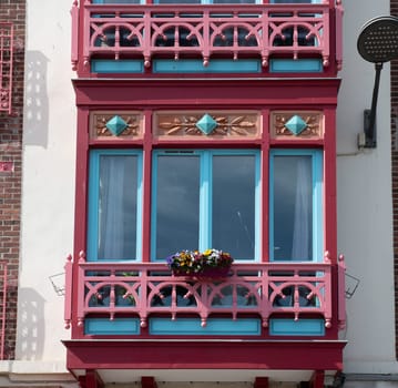 Belle Epoque houses along the French coast. Typical colorful Belle Epoque houses in Art Nouveau style, in the Quartier Balneair in Mers-les-Bains on the French coast