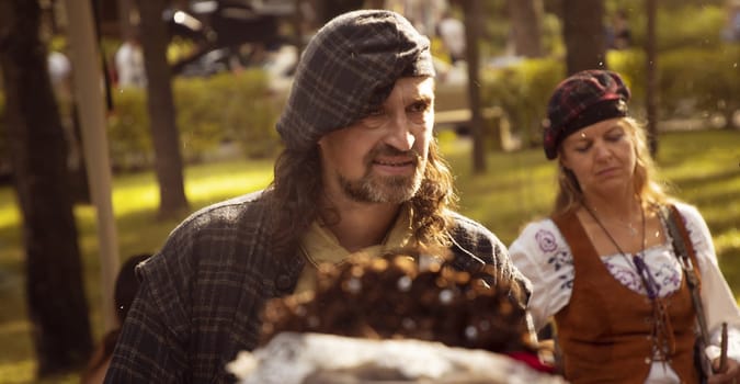 Portrait of a Scottish Long-Haired Man in Balmoral bonnet. High quality photo