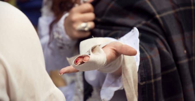 Cut Female Hand With Blood. High quality photo