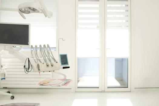 Dental cabinet and chair in a modern dental cabinet