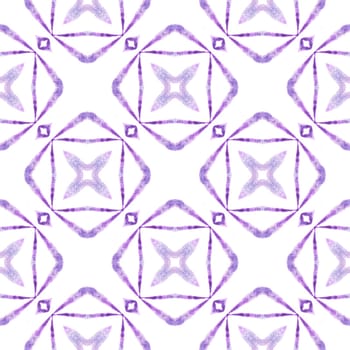 Summer exotic seamless border. Purple fair boho chic summer design. Textile ready artistic print, swimwear fabric, wallpaper, wrapping. Exotic seamless pattern.